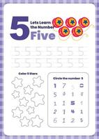 Activity worksheets for kids education with many exercises. Learning numbers from 1 to 10. Trace, color, dot to dot on one page vector
