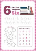 Activity worksheets for kids education with many exercises. Learning numbers from 1 to 10. Trace, color, dot to dot on one page vector