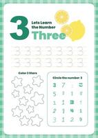 Activity worksheets for kids education with many exercises. Learning numbers from 1 to 10. Trace, color, dot to dot on one page vector