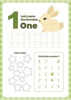 Activity worksheets for kids education with many exercises. Learning numbers from 1 to 10. Trace, color, dot to dot on one page vector
