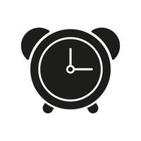 Alarm Clock Silhouette Icon. Classic Bell Alarm Clock Glyph Symbol. Wake-Up Timer Alarm. Time Reminder. Isolated Illustration vector