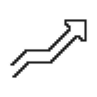 Pixel Art Upward Arrow Icon. Pixelated Arrow Pointing Upward, Symbol Of Growth, Progress or Increase. Isolated Illustration vector