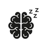 Brain With ZZZ Silhouette Icon. Sleeping Mind Concept Glyph Symbol. Restful Human Brain. Mental Rest And Relaxation. Isolated Illustration vector