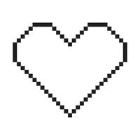 Heart Outline In Pixel Art Icon. Retro Pixelated Icon Of Heart Outline, Symbol Of Romance Or Care. Isolated Illustration vector