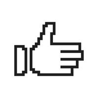 Pixelated Thumbs Up Icon. Positive Feedback or Approval Gesture in Pixel Art Style. Approval and Good Feedback. Isolated Illustration vector