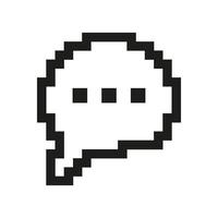 Speech Bubble Pixel Art Icon. Retro Pixelated Speech Bubble With Three Dots, Symbol Of Communication, Conversation, Dialogue. Isolated Illustration vector