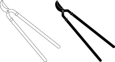 outline silhouette Bypass loppers icon set vector