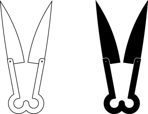 Blade shearing or hand shearing icon set