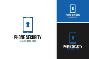 Mobile phone and lock security logo design for app developers template illustration vector