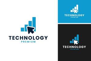 Mouse pointer and data chart technology logo design for analytics tools template illustration vector