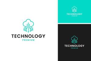 Cloud and circuit digital logo design for tech startups template illustration vector
