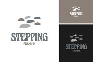 Stepping rock walking logo design with vintage color template illustration vector