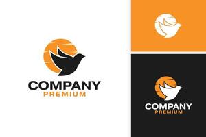Bird and sun logo design for energy and warmth concepts template illustration vector