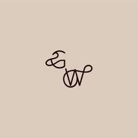 dynamic line initial wedding typography monogram letter luxurious organic style and elegant concept GW vector