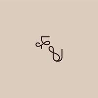 dynamic line initial FU luxurious organic style and elegant concept wedding typography monogram letter vector