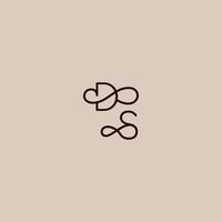 dynamic line initial DS luxurious organic style and elegant concept wedding typography monogram letter vector