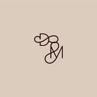 dynamic line initial DM luxurious organic style and elegant concept wedding typography monogram letter vector