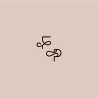 dynamic line initial FP luxurious organic style and elegant concept wedding typography monogram letter vector