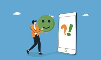 Positive Customer feedback customer support contacting with helpdesk service, asking questions and receiving answers vector