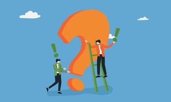 illustration of frequently asked questions of exclamation marks and question marks. frequently asked questions or problem solving, solution or support idea concept, vector