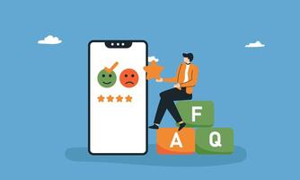 Positive Customer feedback customer support contacting with helpdesk service, asking questions and receiving answers vector