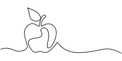 Apple continuous one line drawing Single line drawing of Apple fruits vector
