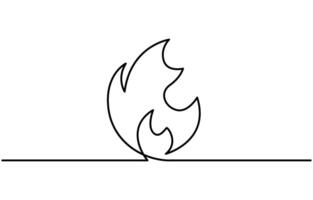 Campfire Single Continuous One Line Icon vector