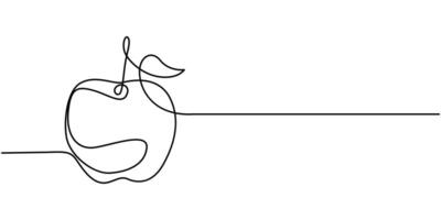 Continuous Line Drawing Of A On An Apple With White background vector