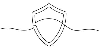 Continuous single one line drawing art of Shield vector