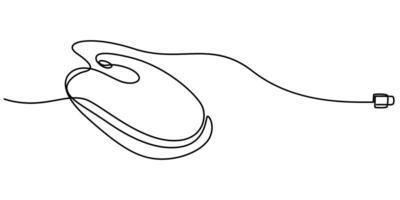 Mouse computer one continuous single line art drawing vector