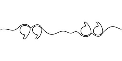 Single continuous line drawing of a quote mark vector