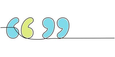 quote mark continuous one drawing illustration quote linear design vector