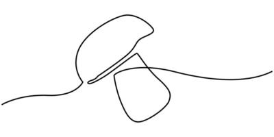 Mushroom continuous one line drawing of isolated outline icon vector