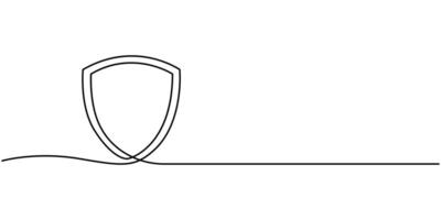 Security shield continuous one line drawing vector
