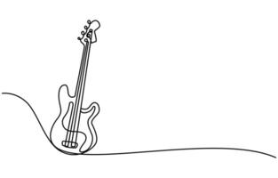Guitar single continuous one line art drawing vector