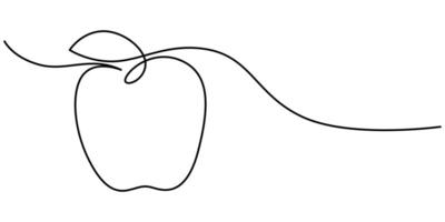 continuous single line drawing of an apple vector