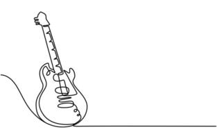 continuous one line drawing guitar editable stroke vector