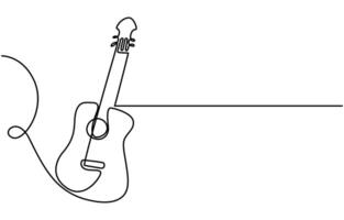 Thin Continuous One line Drawing Icon guitar music instrument on white background vector
