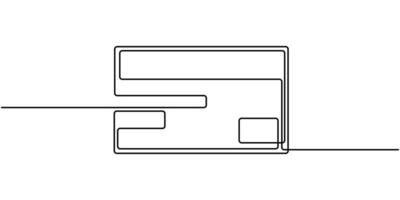 Continuous one line drawing credit card contactless bank card vector