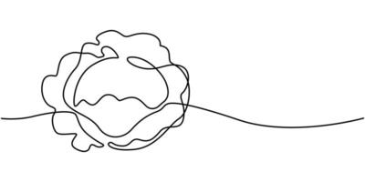 Continuous line drawing vegetables cabbage icon illustration concept vector
