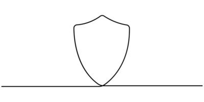 continuous line drawing of a shield representing online safety vector
