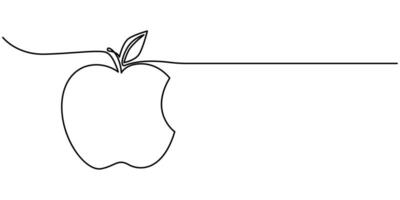 Continuous linear drawing of apple vector