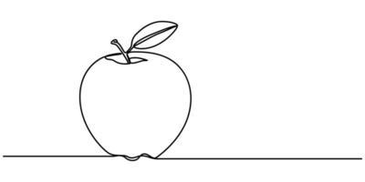 The apple fruit in continuous line drawing style vector