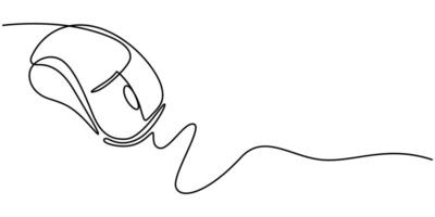 Drawn continuous one line computer mouse vector