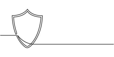 Shield Continuous One Line Drawing Icon vector