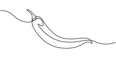 Continuous one line drawing of hot red chili pepper vector