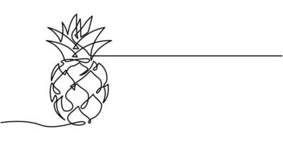 Pineapple fruit continuous one line drawing vector