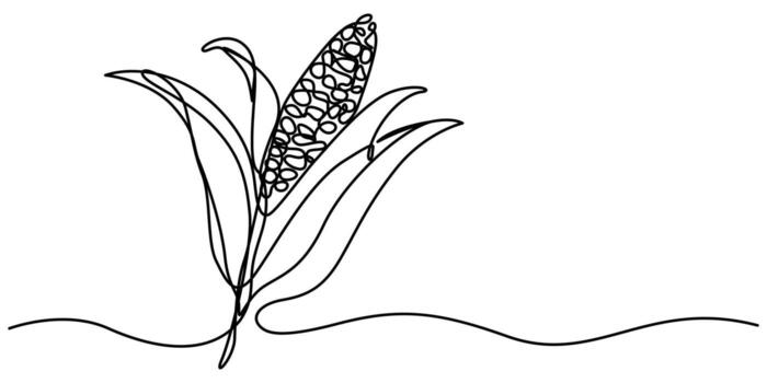 Corn continuous one line drawing single line art element vector