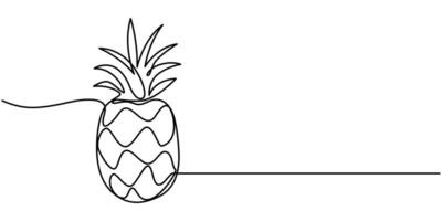 one continuous drawn line of pineapple drawn from the hand a picture of the silhouette vector