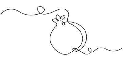 Pomegranate one line art icon on white background vector